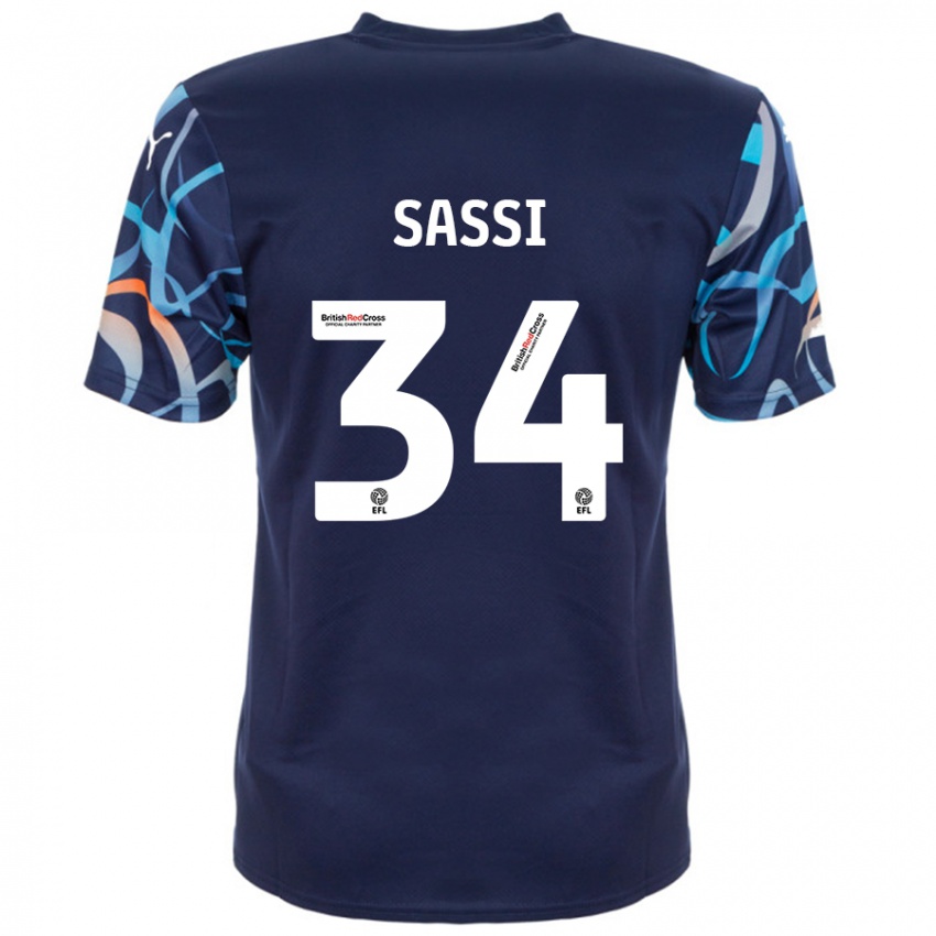 Kinder Dan Sassi #34 Marineblau Auswärtstrikot Trikot 2024/25 T-Shirt