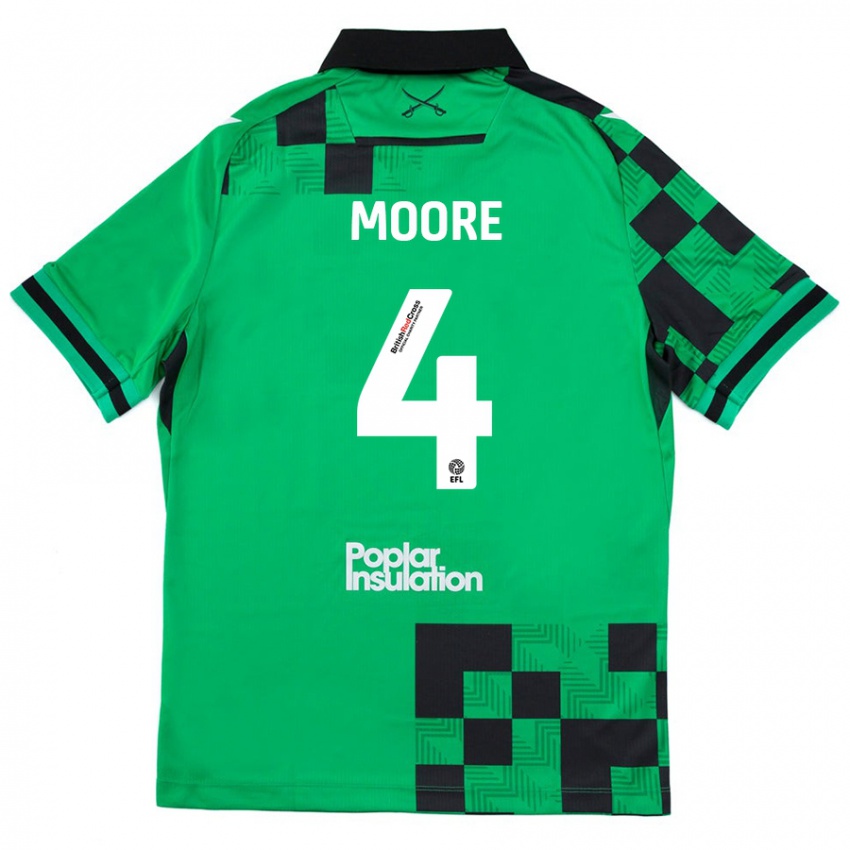 Kinder Taylor Moore #4 Grün Schwarz Auswärtstrikot Trikot 2024/25 T-Shirt