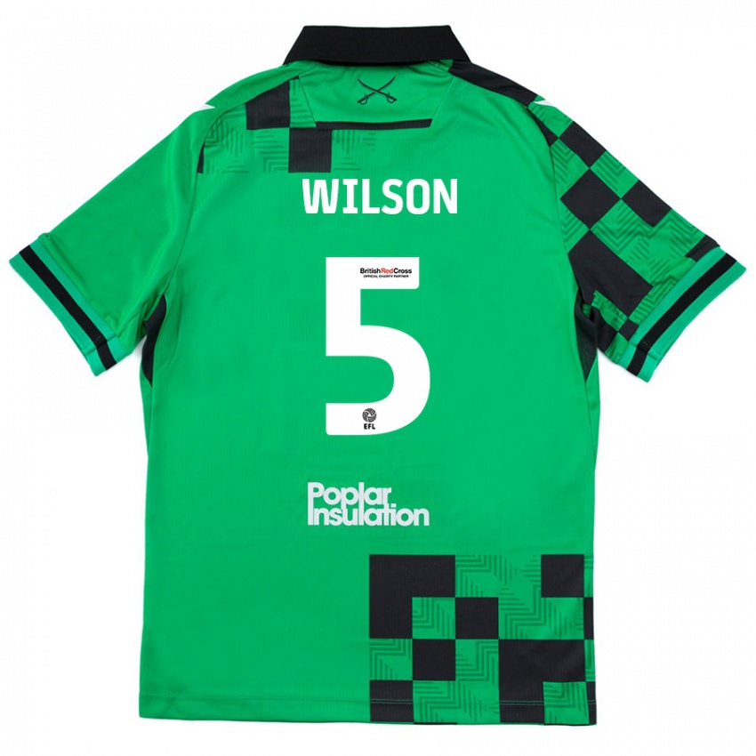 Kinder James Wilson #5 Grün Schwarz Auswärtstrikot Trikot 2024/25 T-Shirt