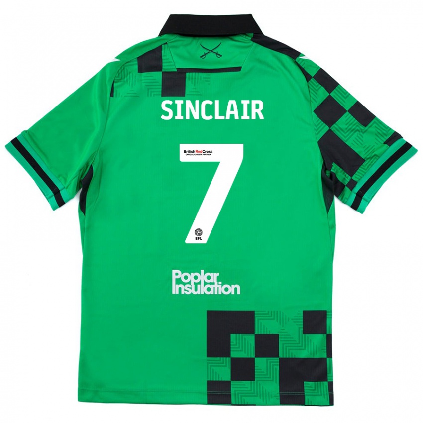 Kinder Scott Sinclair #7 Grün Schwarz Auswärtstrikot Trikot 2024/25 T-Shirt