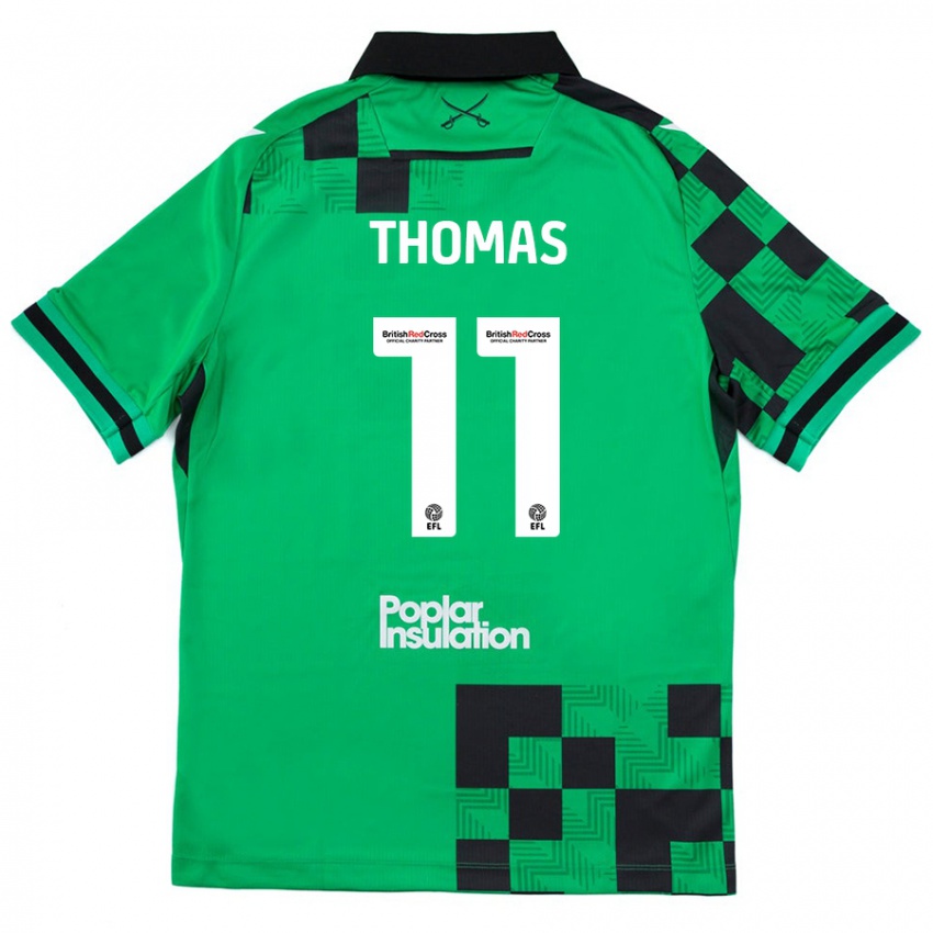 Kinder Luke Thomas #11 Grün Schwarz Auswärtstrikot Trikot 2024/25 T-Shirt