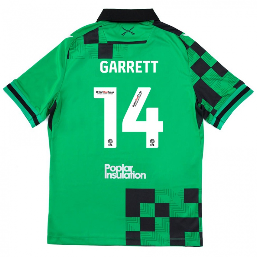 Kinder Jake Garrett #14 Grün Schwarz Auswärtstrikot Trikot 2024/25 T-Shirt