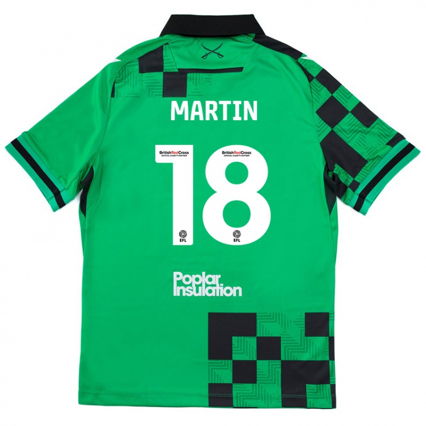 Kinder Chris Martin #18 Grün Schwarz Auswärtstrikot Trikot 2024/25 T-Shirt