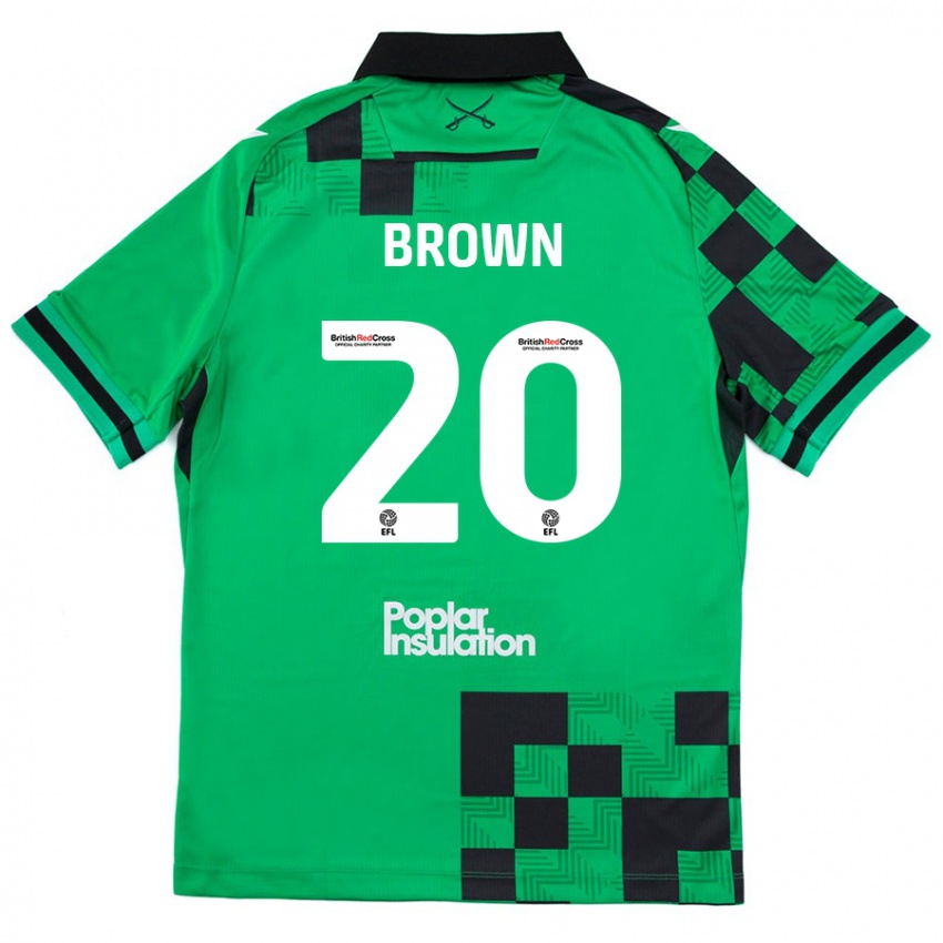 Kinder Jevani Brown #20 Grün Schwarz Auswärtstrikot Trikot 2024/25 T-Shirt