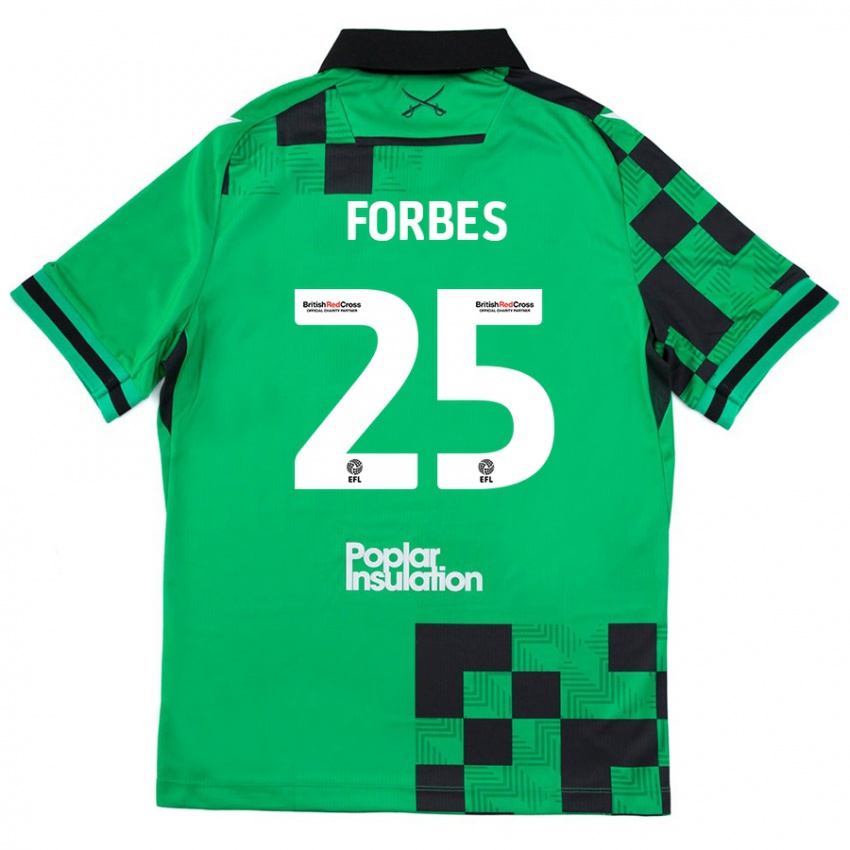 Kinder Michael Forbes #25 Grün Schwarz Auswärtstrikot Trikot 2024/25 T-Shirt