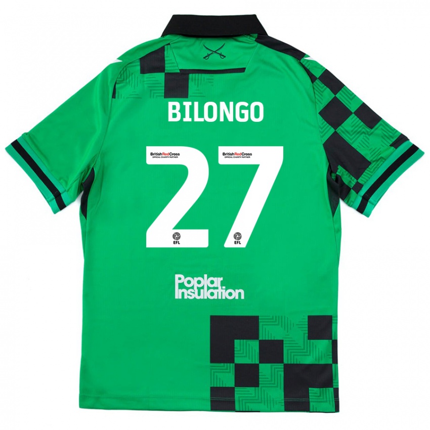 Kinder Bryant Bilongo #27 Grün Schwarz Auswärtstrikot Trikot 2024/25 T-Shirt