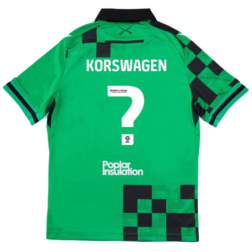 Kinder Mattijis Korswagen #0 Grün Schwarz Auswärtstrikot Trikot 2024/25 T-Shirt