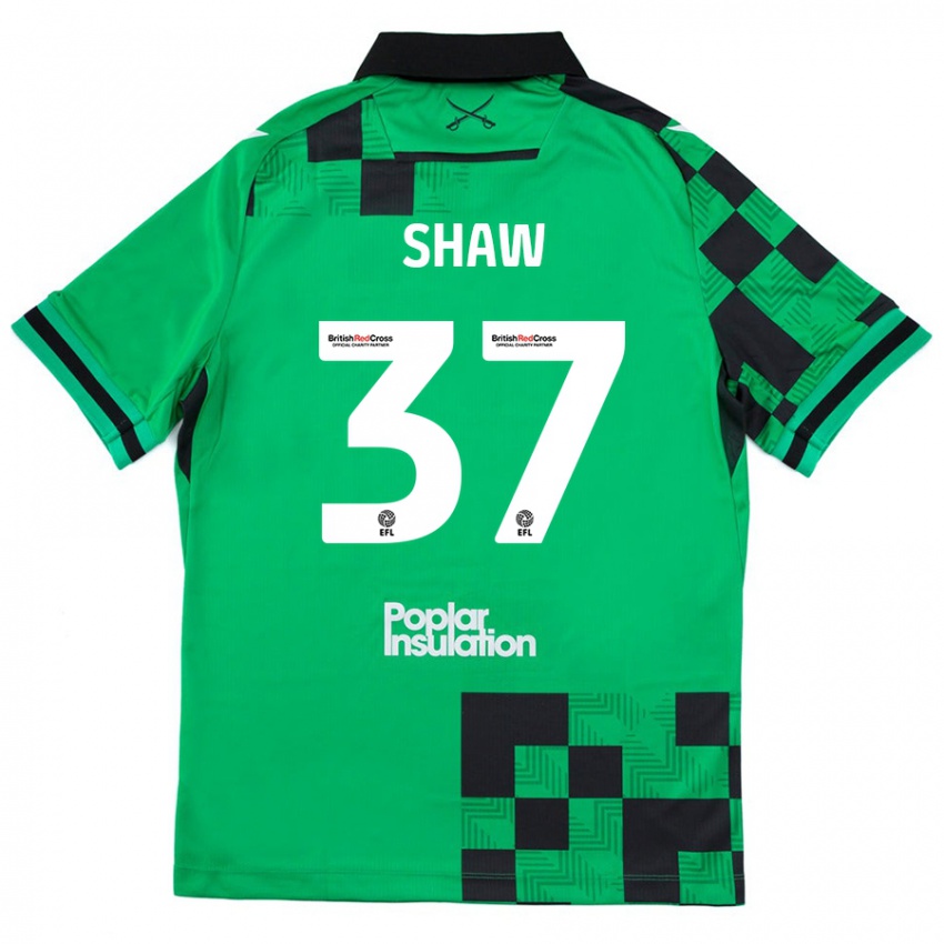 Kinder Kofi Shaw #37 Grün Schwarz Auswärtstrikot Trikot 2024/25 T-Shirt