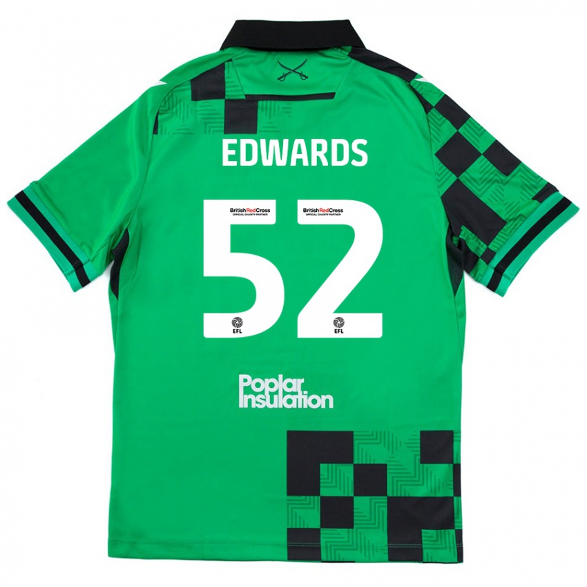 Kinder Max Edwards #52 Grün Schwarz Auswärtstrikot Trikot 2024/25 T-Shirt