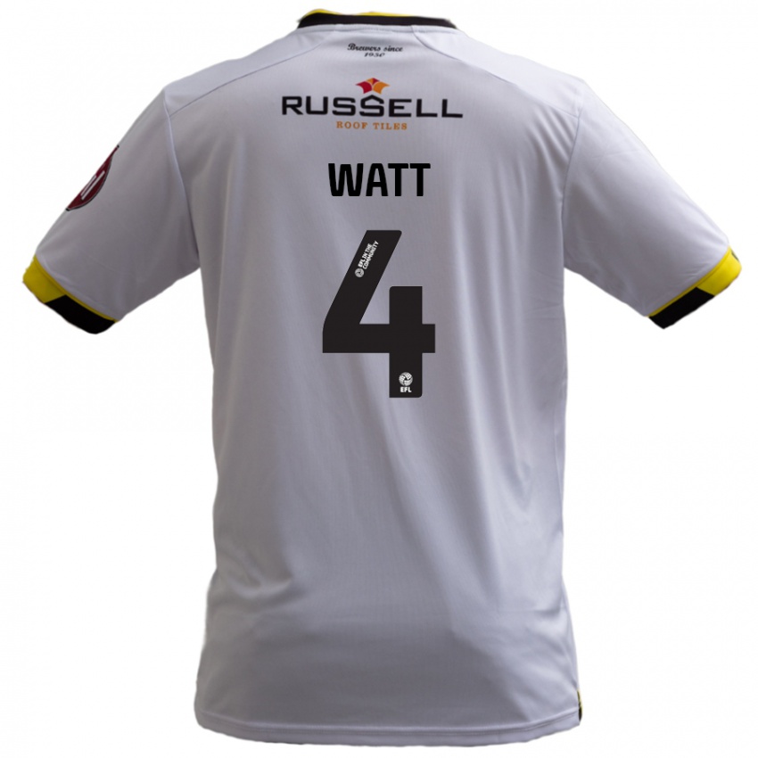 Kinder Elliot Watt #4 Weiß Auswärtstrikot Trikot 2024/25 T-Shirt