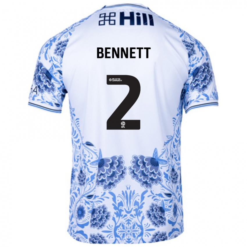 Kinder Liam Bennett #2 Weiß Blau Auswärtstrikot Trikot 2024/25 T-Shirt