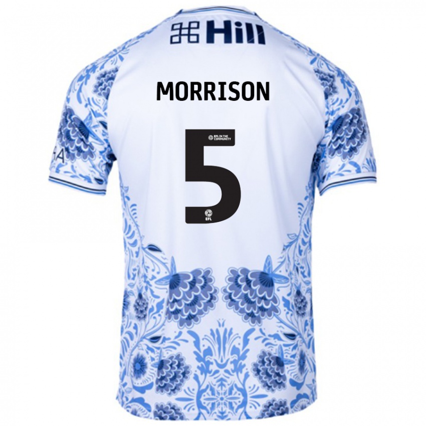 Kinder Michael Morrison #5 Weiß Blau Auswärtstrikot Trikot 2024/25 T-Shirt