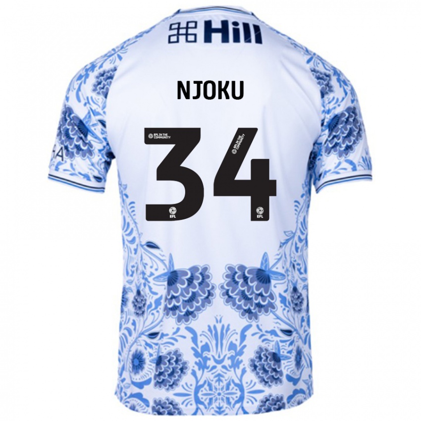 Kinder Brandon Njoku #34 Weiß Blau Auswärtstrikot Trikot 2024/25 T-Shirt