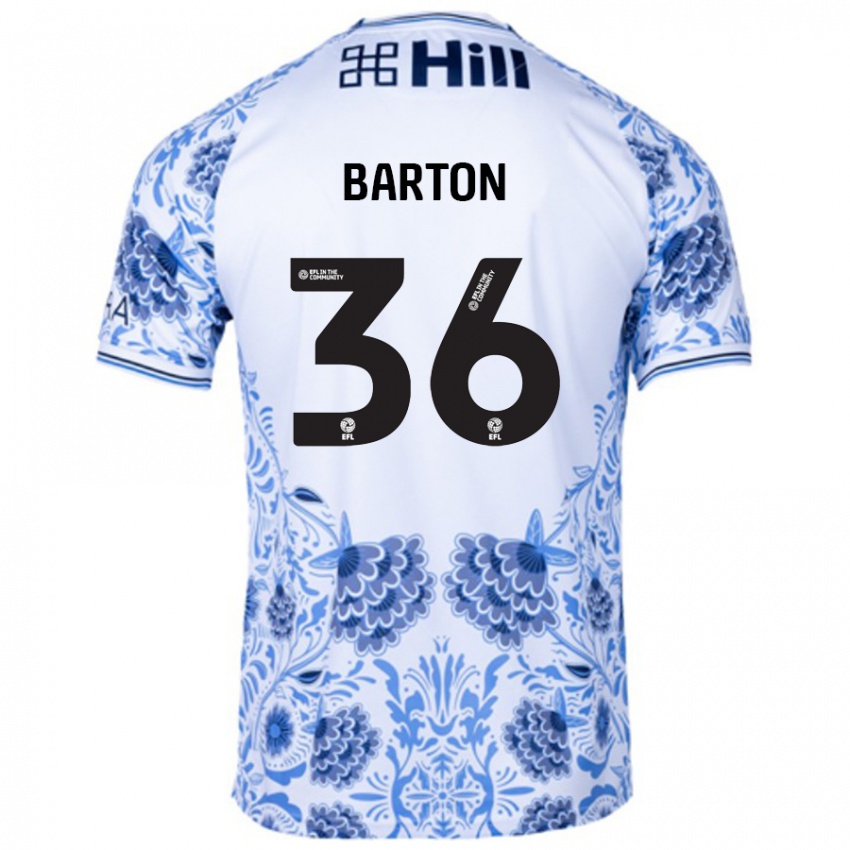 Kinder Dan Barton #36 Weiß Blau Auswärtstrikot Trikot 2024/25 T-Shirt