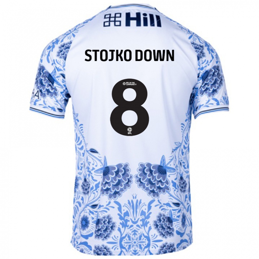 Kinder Alysha Stojko-Down #8 Weiß Blau Auswärtstrikot Trikot 2024/25 T-Shirt