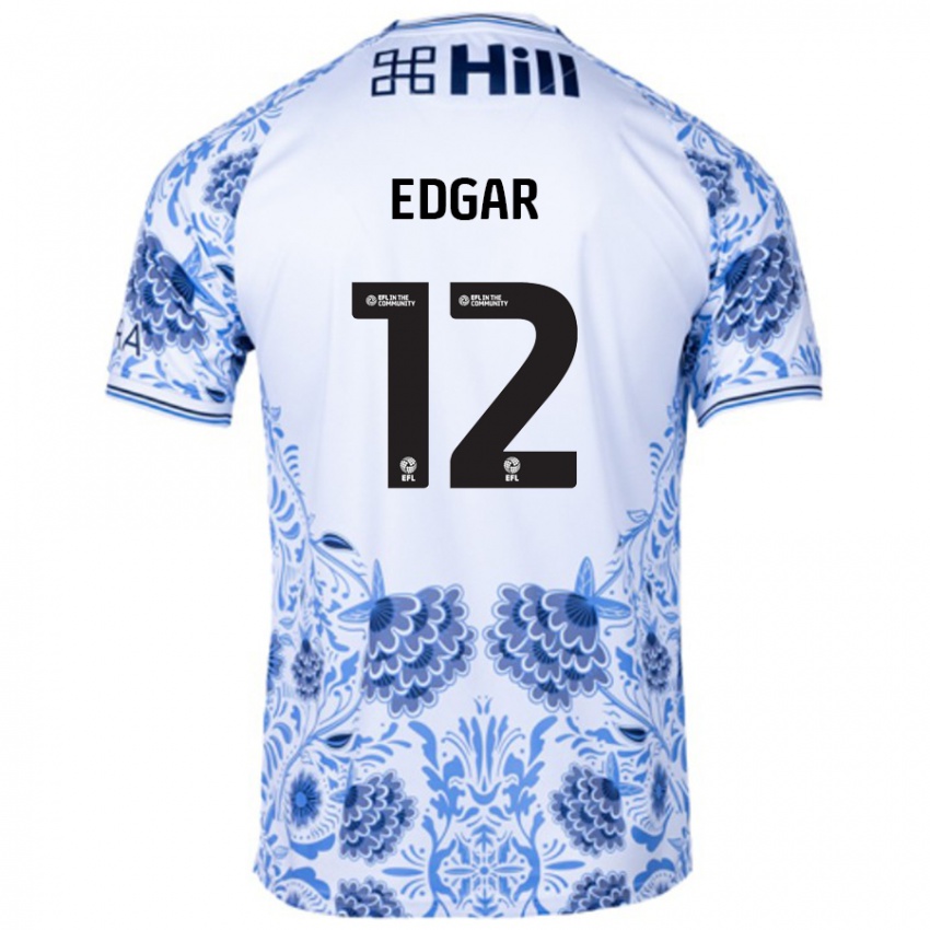 Kinder Sammy Edgar #12 Weiß Blau Auswärtstrikot Trikot 2024/25 T-Shirt