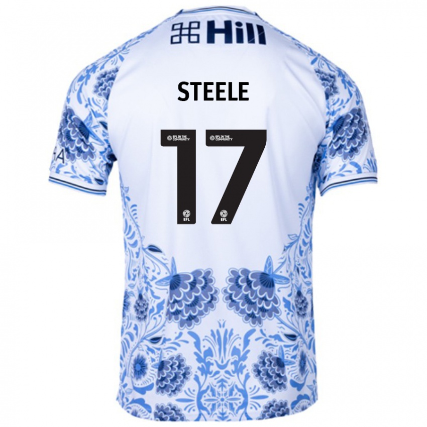 Kinder Fran Steele #17 Weiß Blau Auswärtstrikot Trikot 2024/25 T-Shirt