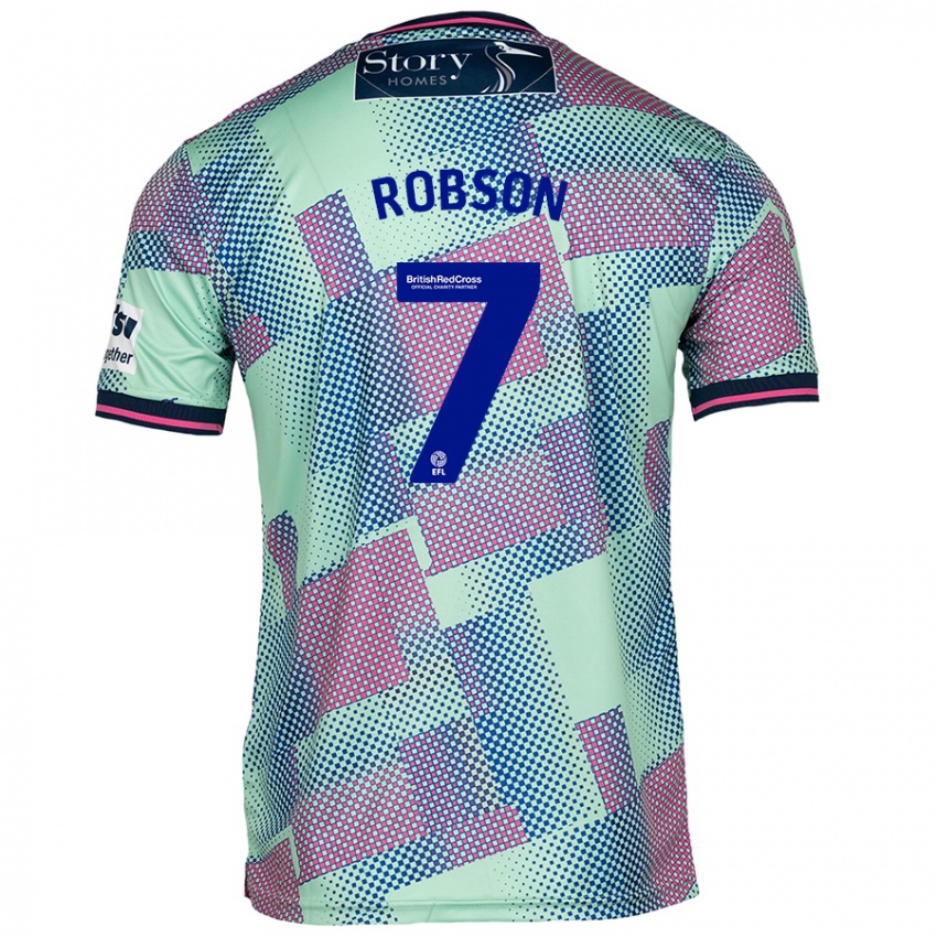 Kinder Ethan Robson #7 Grün Auswärtstrikot Trikot 2024/25 T-Shirt