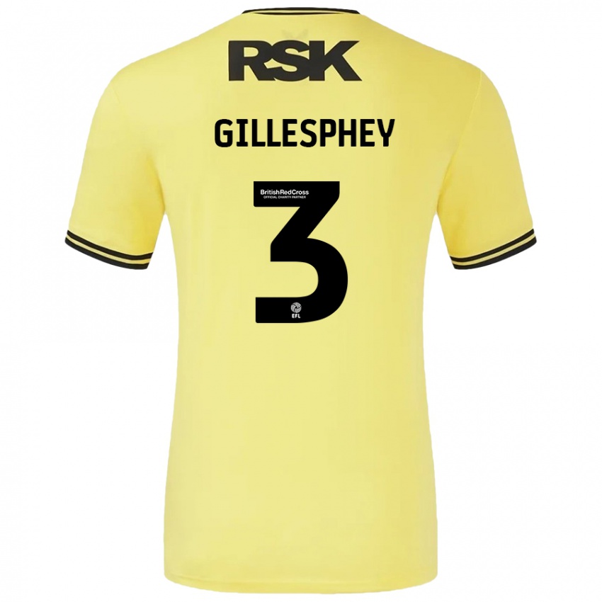 Kinder Macaulay Gillesphey #3 Gelb Schwarz Auswärtstrikot Trikot 2024/25 T-Shirt