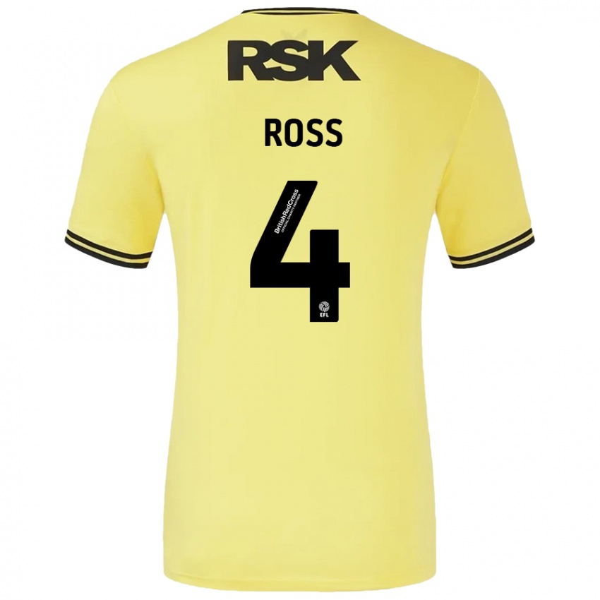 Kinder Mia Ross #4 Gelb Schwarz Auswärtstrikot Trikot 2024/25 T-Shirt