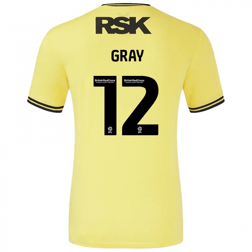 Kinder Jessica Gray #12 Gelb Schwarz Auswärtstrikot Trikot 2024/25 T-Shirt