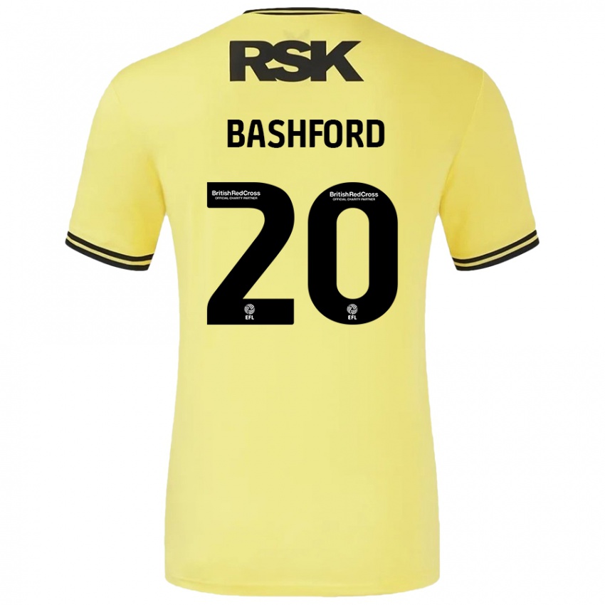 Kinder Mary Bashford #20 Gelb Schwarz Auswärtstrikot Trikot 2024/25 T-Shirt