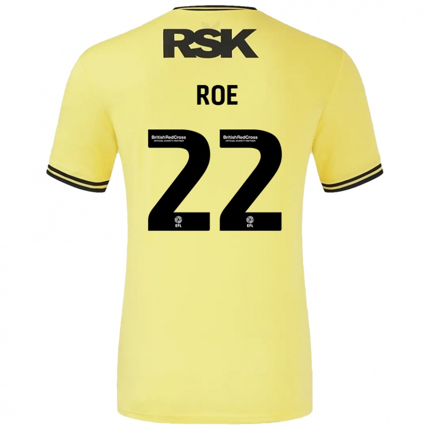 Kinder Bethan Roe #22 Gelb Schwarz Auswärtstrikot Trikot 2024/25 T-Shirt