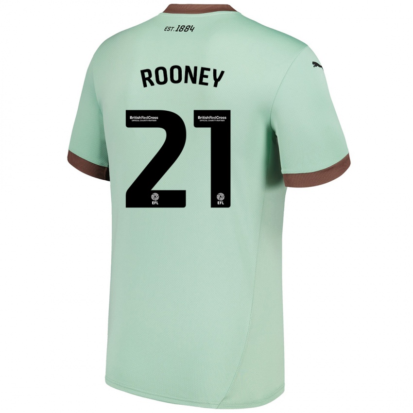 Kinder Jake Rooney #21 Blassgrün Auswärtstrikot Trikot 2024/25 T-Shirt