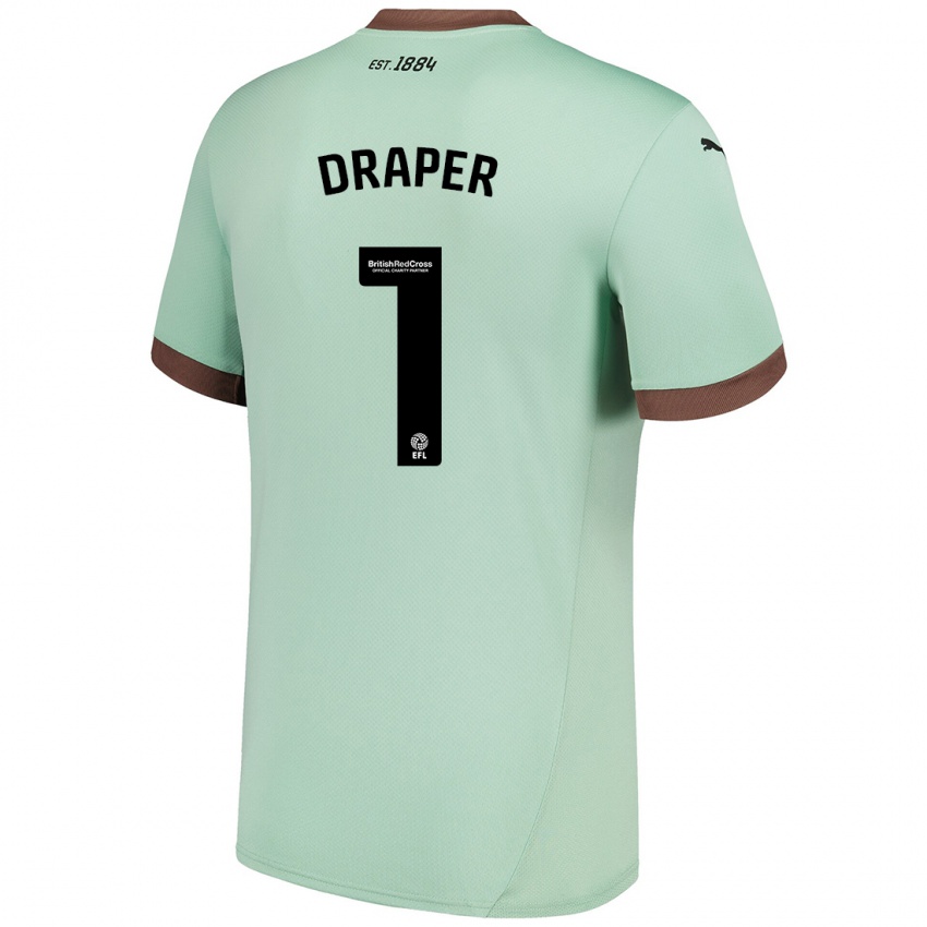 Kinder Anna Draper #1 Blassgrün Auswärtstrikot Trikot 2024/25 T-Shirt