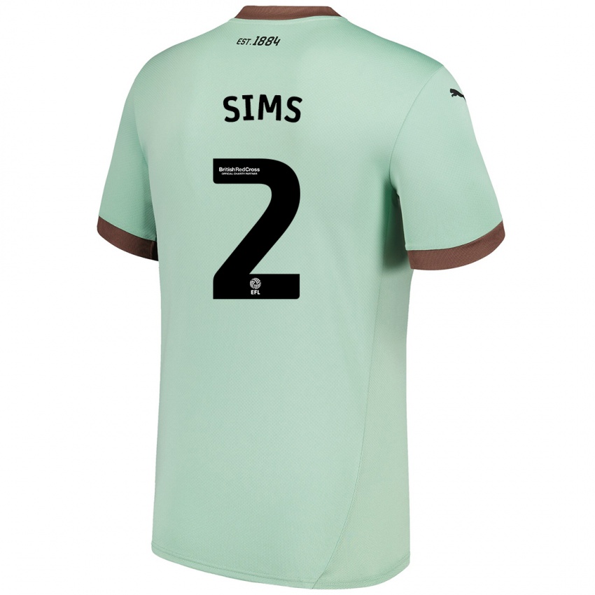 Kinder Amy Sims #2 Blassgrün Auswärtstrikot Trikot 2024/25 T-Shirt