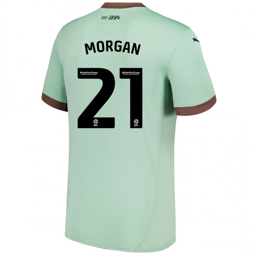 Kinder Sarah Morgan #21 Blassgrün Auswärtstrikot Trikot 2024/25 T-Shirt