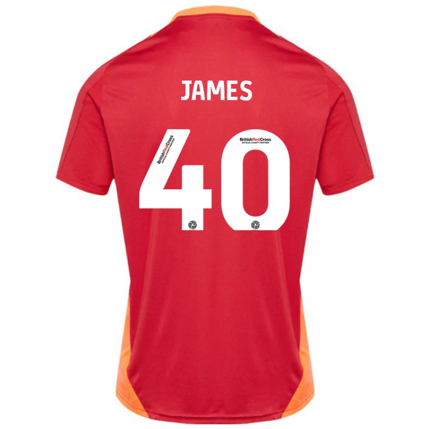 Kinder Ed James #40 Blau Cremeweiß Auswärtstrikot Trikot 2024/25 T-Shirt