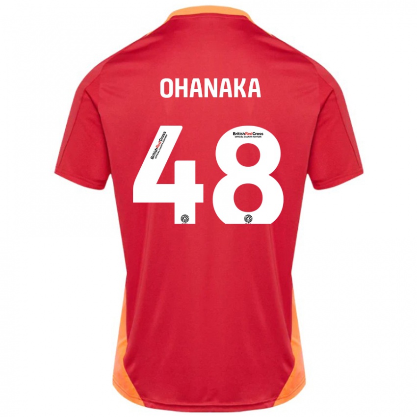 Kinder Santino Ohanaka #48 Blau Cremeweiß Auswärtstrikot Trikot 2024/25 T-Shirt