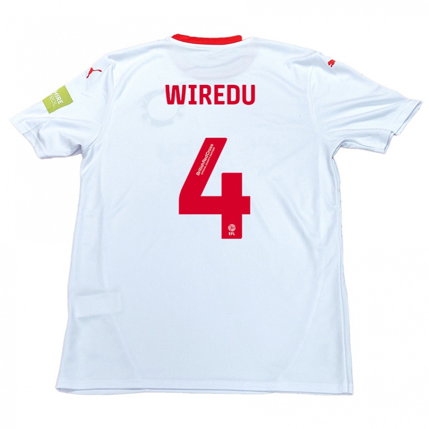 Kinder Brendan Wiredu #4 Weiß Auswärtstrikot Trikot 2024/25 T-Shirt