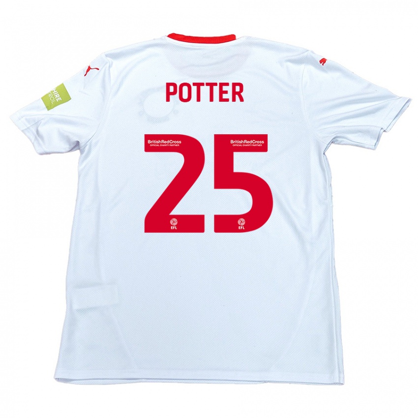 Kinder Finley Potter #25 Weiß Auswärtstrikot Trikot 2024/25 T-Shirt