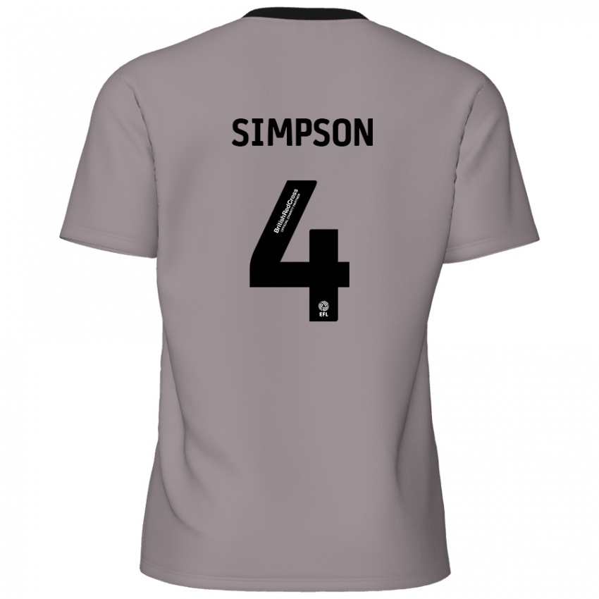 Kinder Jack Simpson #4 Grau Auswärtstrikot Trikot 2024/25 T-Shirt