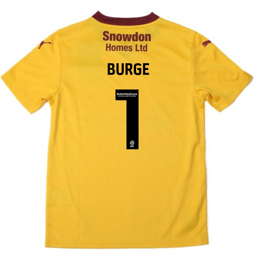 Kinder Lee Burge #1 Orange Burgunderrot Auswärtstrikot Trikot 2024/25 T-Shirt