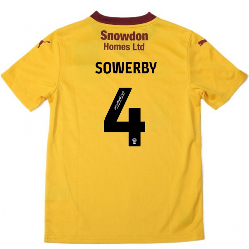 Kinder Jack Sowerby #4 Orange Burgunderrot Auswärtstrikot Trikot 2024/25 T-Shirt