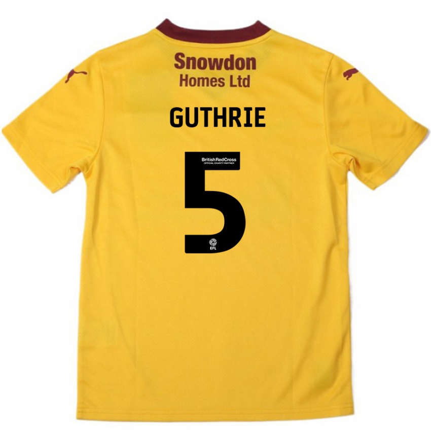 Kinder Jon Guthrie #5 Orange Burgunderrot Auswärtstrikot Trikot 2024/25 T-Shirt