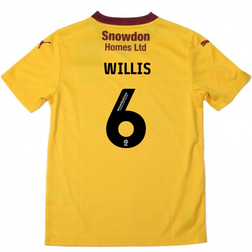 Kinder Jordan Willis #6 Orange Burgunderrot Auswärtstrikot Trikot 2024/25 T-Shirt