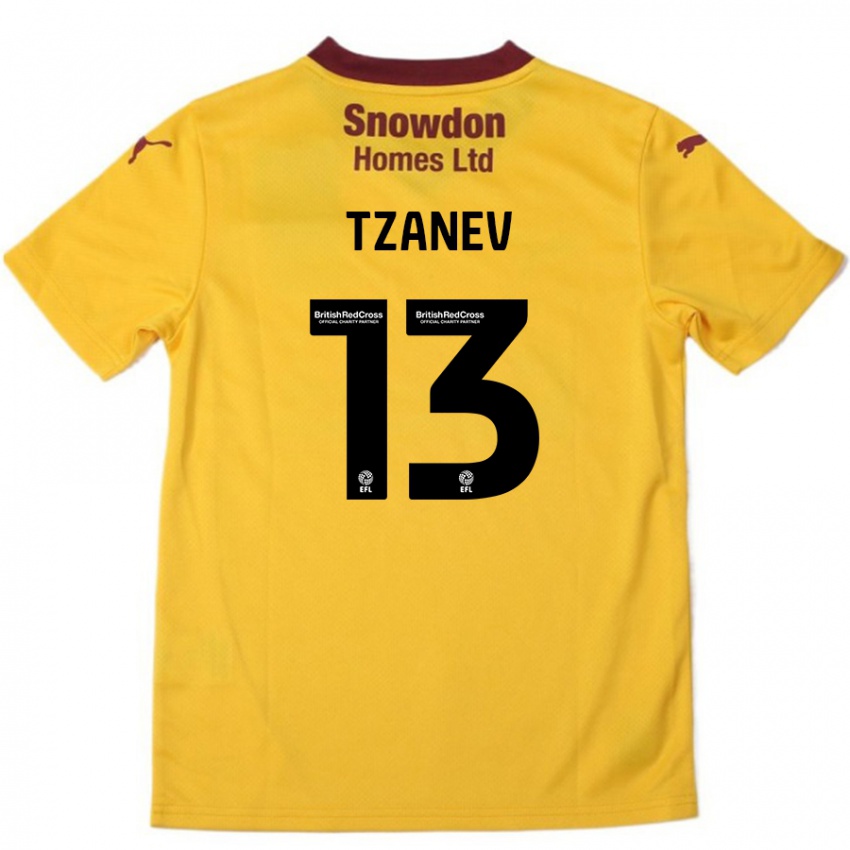 Kinder Nik Tzanev #13 Orange Burgunderrot Auswärtstrikot Trikot 2024/25 T-Shirt