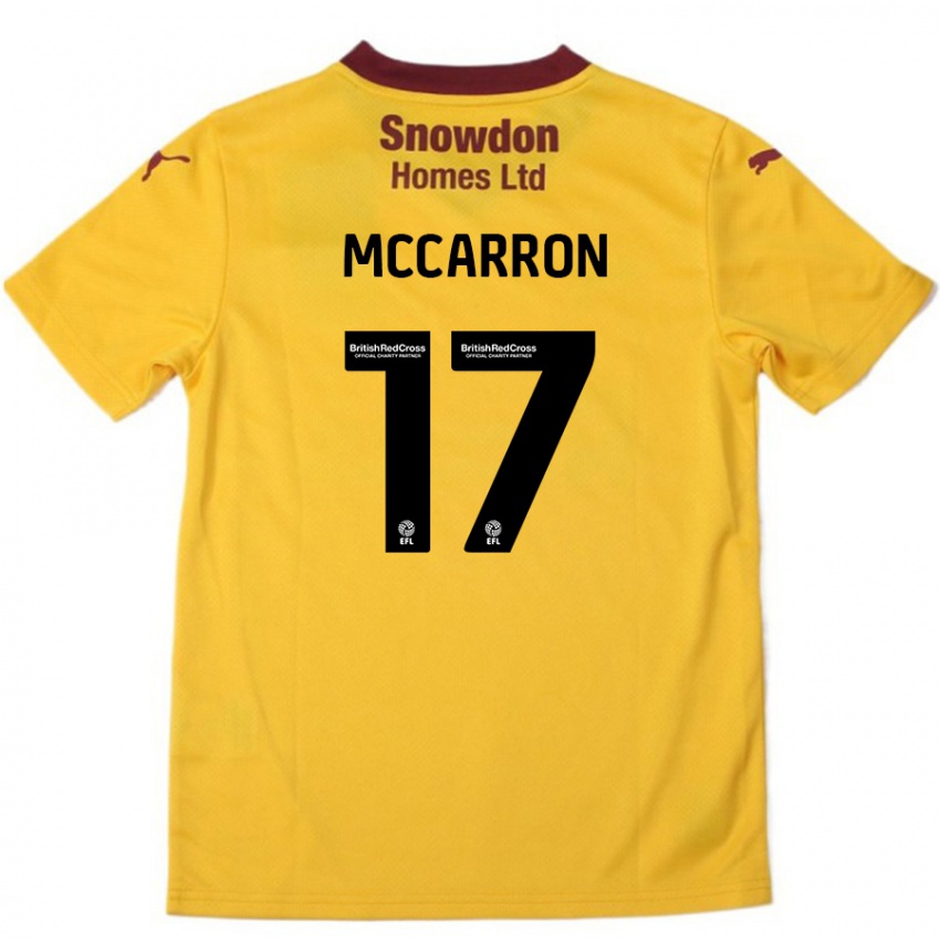 Kinder Liam Mccarron #17 Orange Burgunderrot Auswärtstrikot Trikot 2024/25 T-Shirt