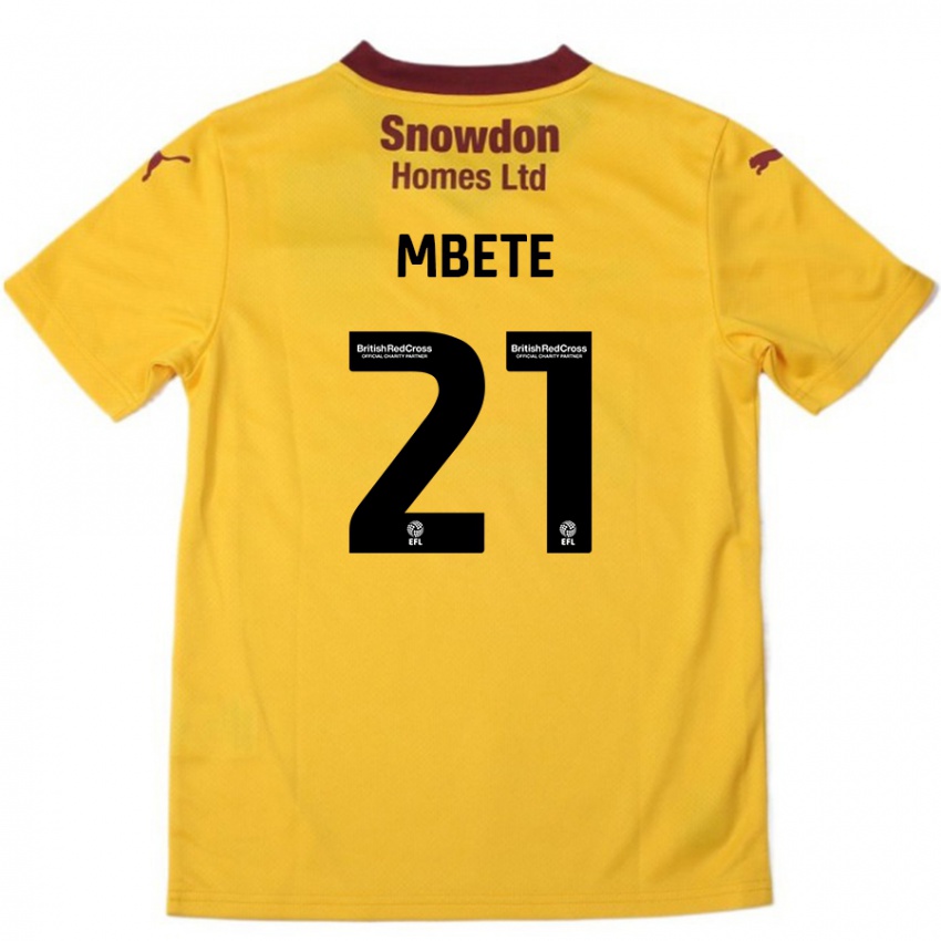 Kinder Luke Mbete #21 Orange Burgunderrot Auswärtstrikot Trikot 2024/25 T-Shirt