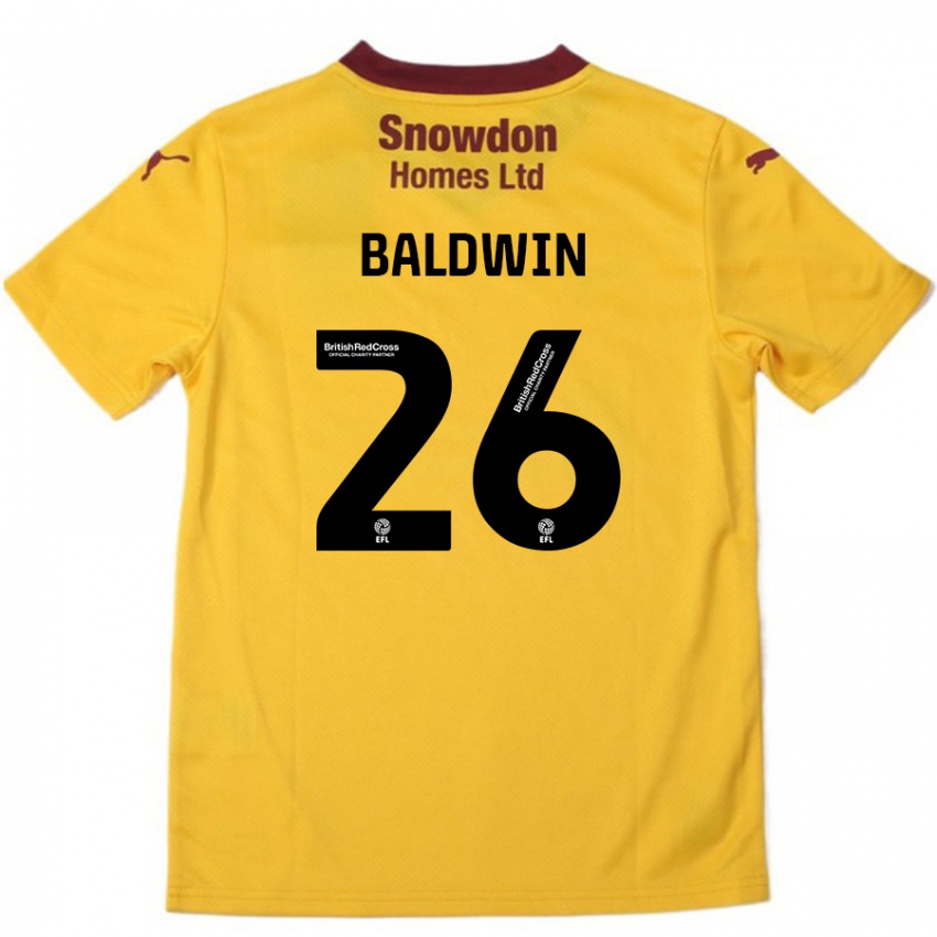 Kinder Jack Baldwin #26 Orange Burgunderrot Auswärtstrikot Trikot 2024/25 T-Shirt