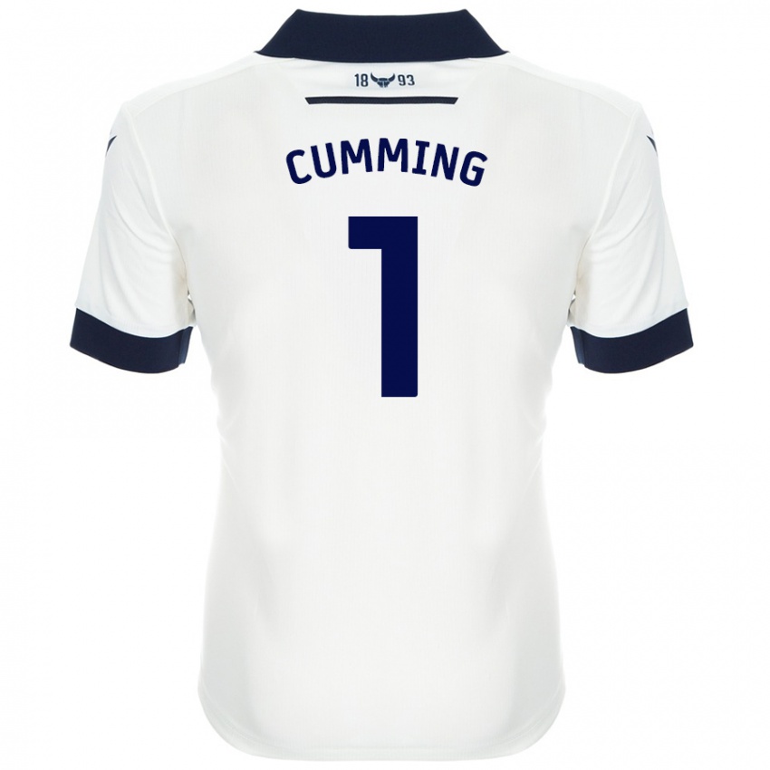 Kinder Jamie Cumming #1 Weiß Marineblau Auswärtstrikot Trikot 2024/25 T-Shirt