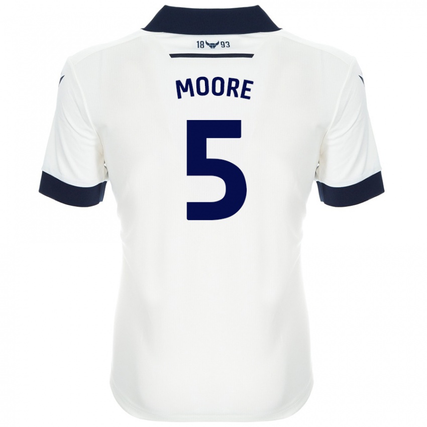 Kinder Elliott Moore #5 Weiß Marineblau Auswärtstrikot Trikot 2024/25 T-Shirt