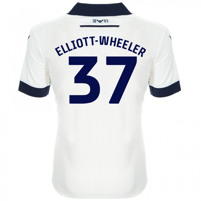 Kinder Aidan Elliott-Wheeler #37 Weiß Marineblau Auswärtstrikot Trikot 2024/25 T-Shirt