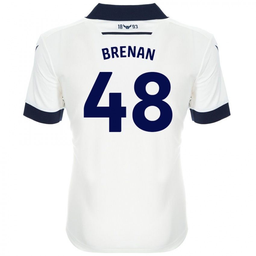 Kinder Tobias Brenan #48 Weiß Marineblau Auswärtstrikot Trikot 2024/25 T-Shirt