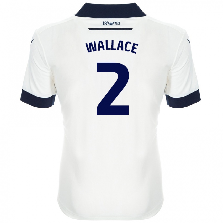 Kinder Emily Wallace #2 Weiß Marineblau Auswärtstrikot Trikot 2024/25 T-Shirt