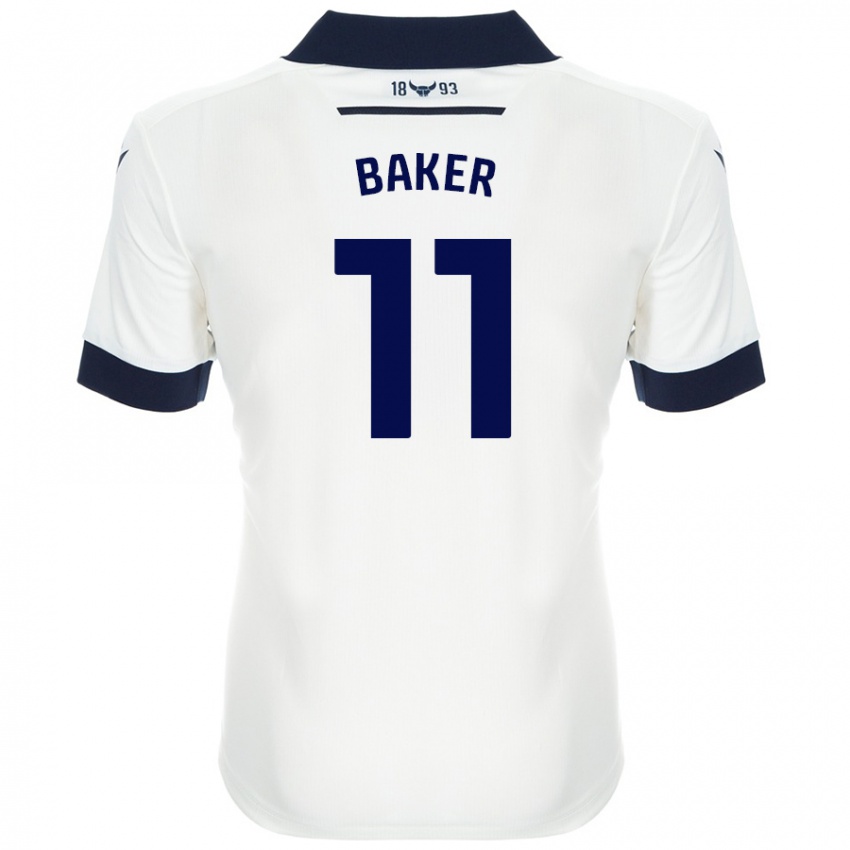 Kinder Sophie Baker #11 Weiß Marineblau Auswärtstrikot Trikot 2024/25 T-Shirt